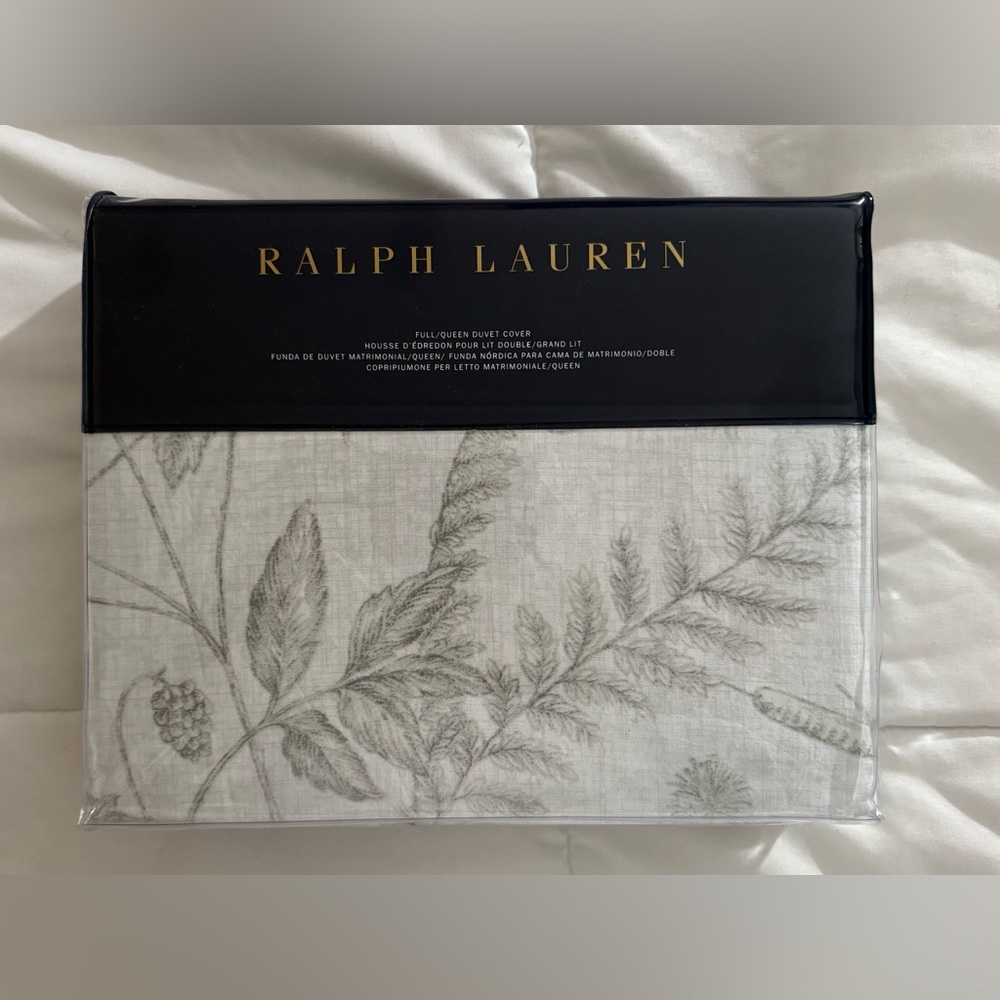 Ralph Lauren Genevieve Full/Queen Duvet Cover Grey NEW